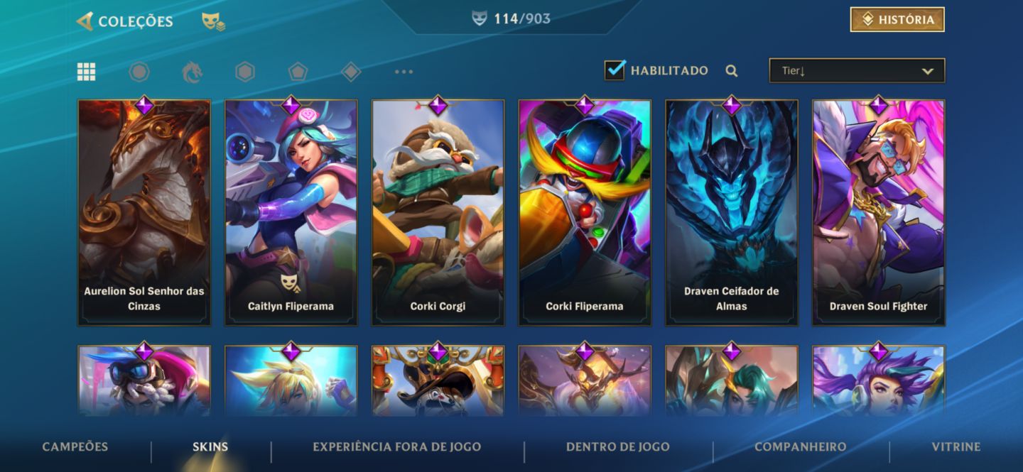 Conta Wild Rift ex desafiante com 114 skins, main adc