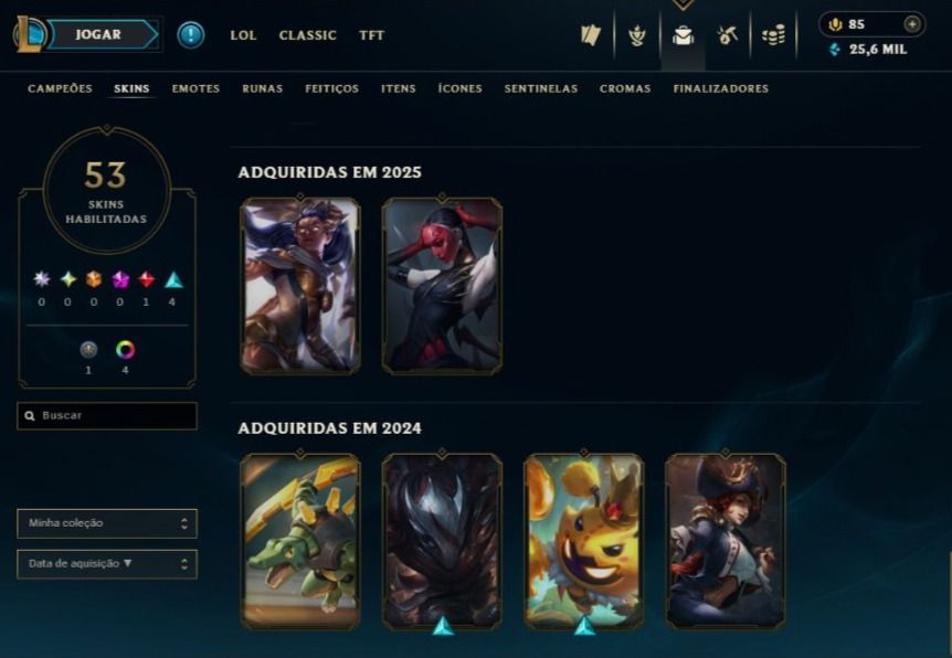 CONTA DE LEGUE OF LEGENDS LVL 42 COM 53 SKINS CONTA BRONZE 4