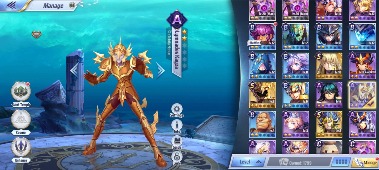 Conta saint seiya awakening servidor 150