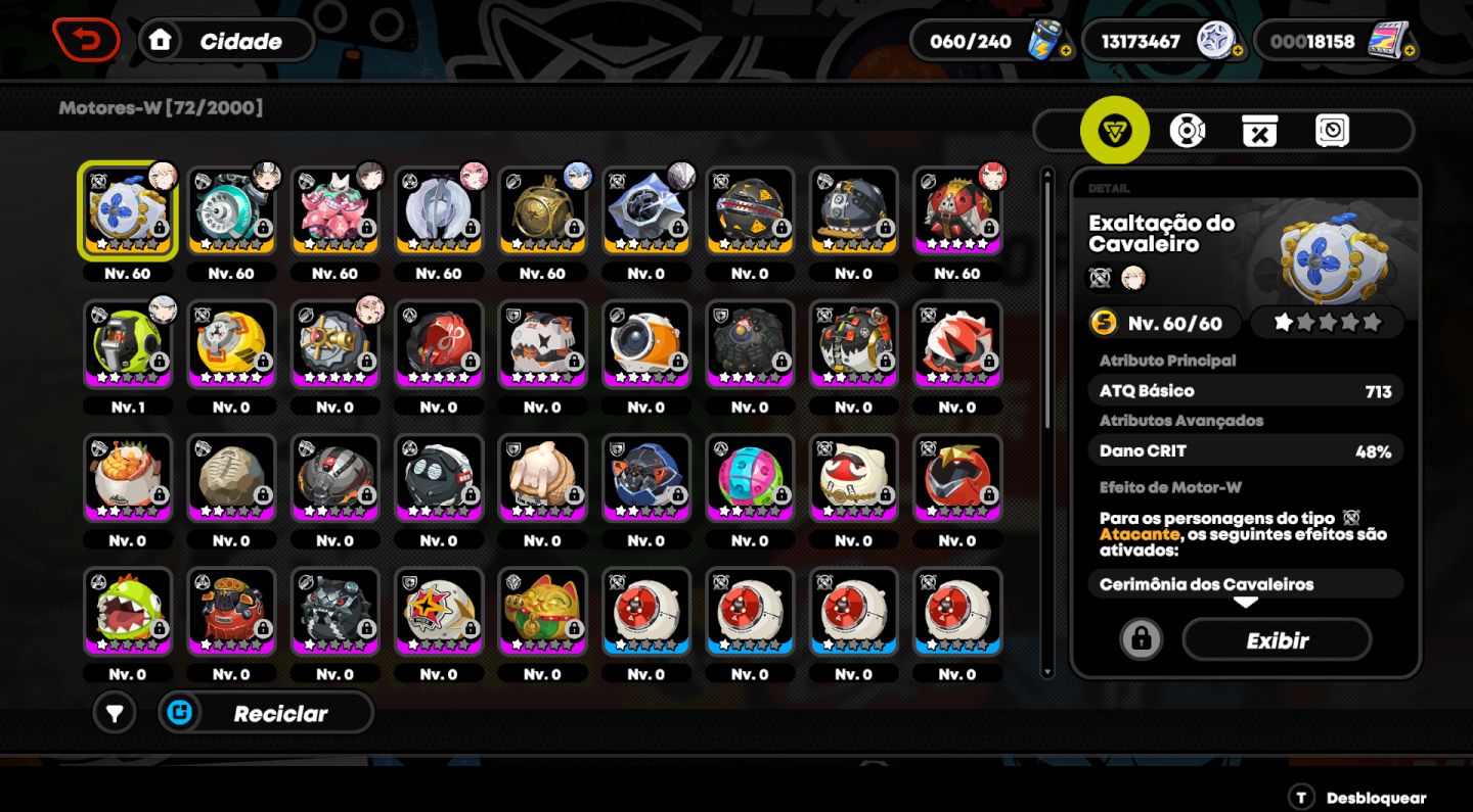 CONTA DE ZZZ LVL 55 6 PERSONAGENS EXCLUSIVOS e 5 MOTORES EXCLUSIVOS
