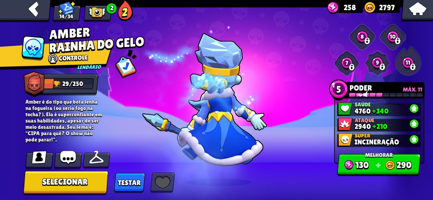 Conta de brawl star com skin lendária e mítico e 1 passe plus