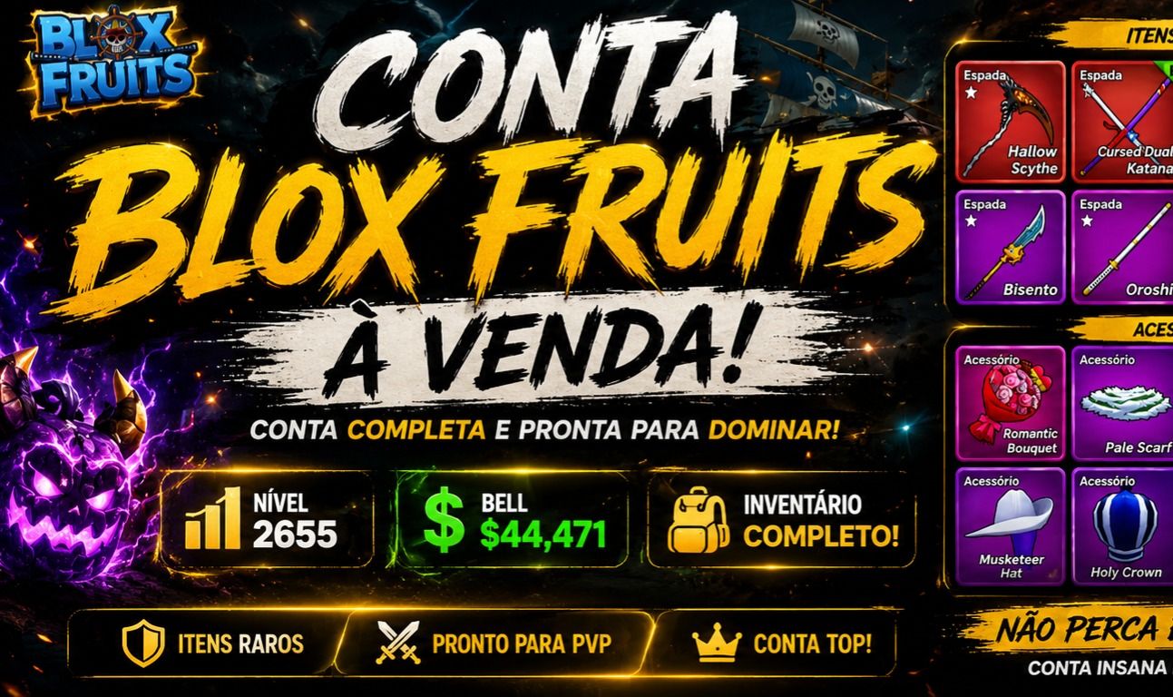 CONTA DE BLOX FRUITS básica com CDK hallow sche entre outras espadas level+-max