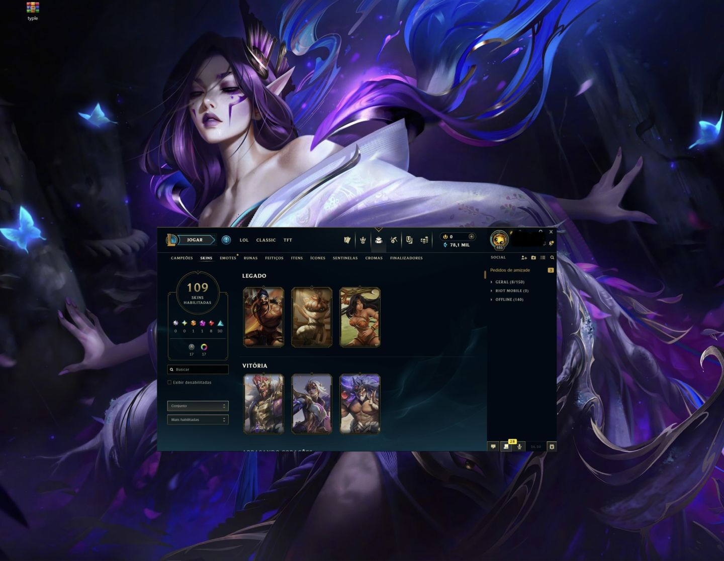 Smurf Vintage LV485 Com Skin Ultimate K/DA + 10 essência mítica