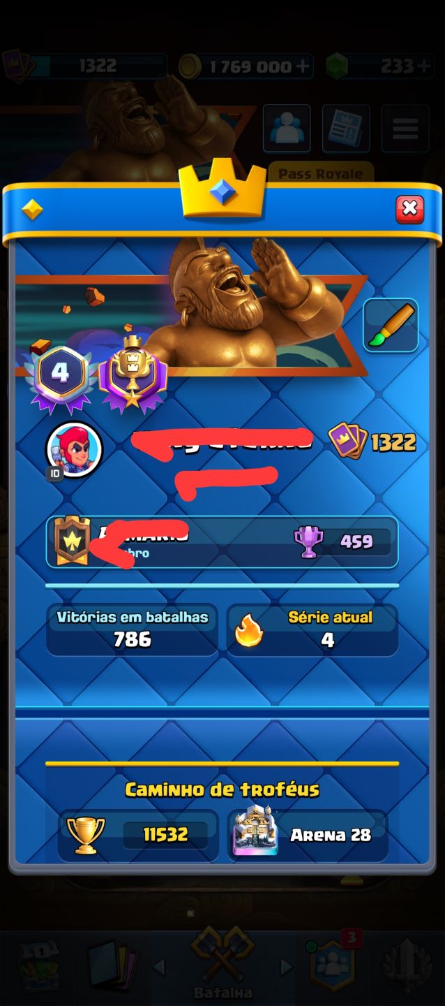 CONTA CLASH ROYALE ARENA 28 COM CONTA DE BRAWL STARS ( FULL ACESSO)