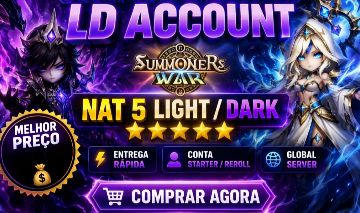 Conta Summoners War LD5 | Nat 5 Light/Dark Garantido | Global | Entrega Auto