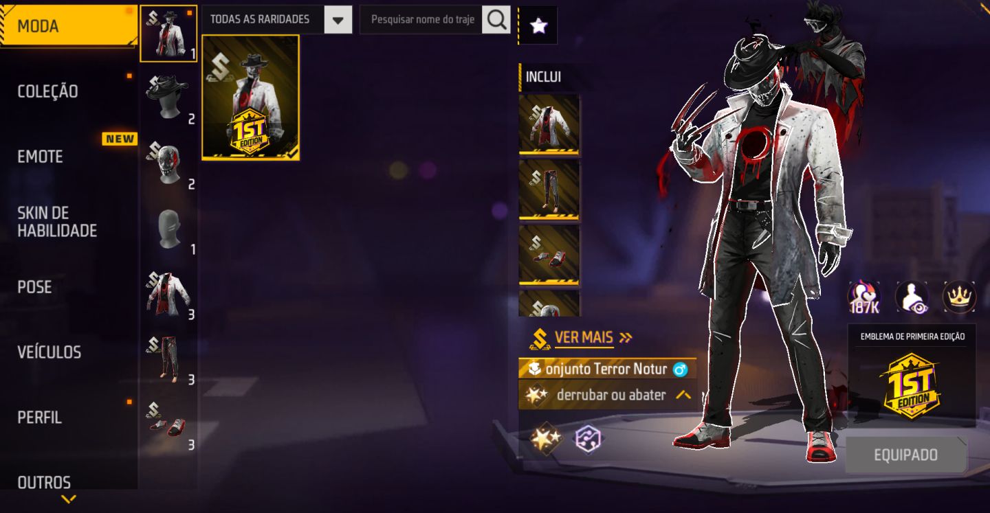 CONTA BOT LV2 + CONJUNTO TERROR NOTURNO