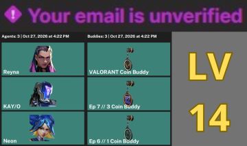 Conta Valorant Smurf | Nível 14 | Email Não Verificado | 3 Agentes