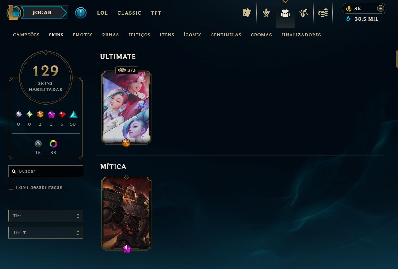 CONTA DE 2020 - 129 SKINS - LVL 328 - TODOS CAMPEÕES - 38K DE EA - 38 CROMAS