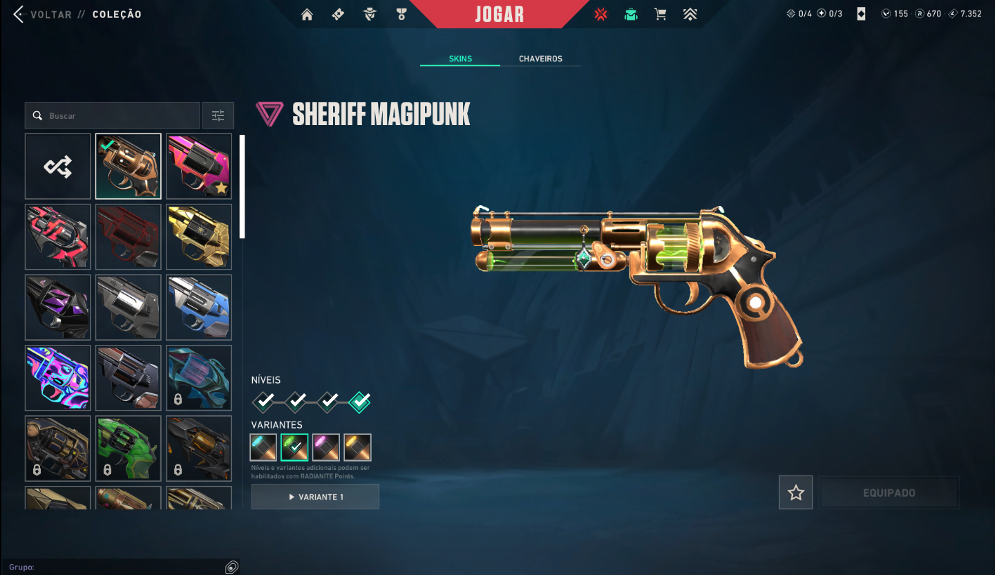 Conta de Valorant (Dono único) | Nível 301 | Peak Asc 2 | Full Acesso com Skins