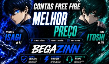 CONTAS FF FREE FIRE COM SKINS RARAS/BLUELOCK/MESTRE BR E CS
