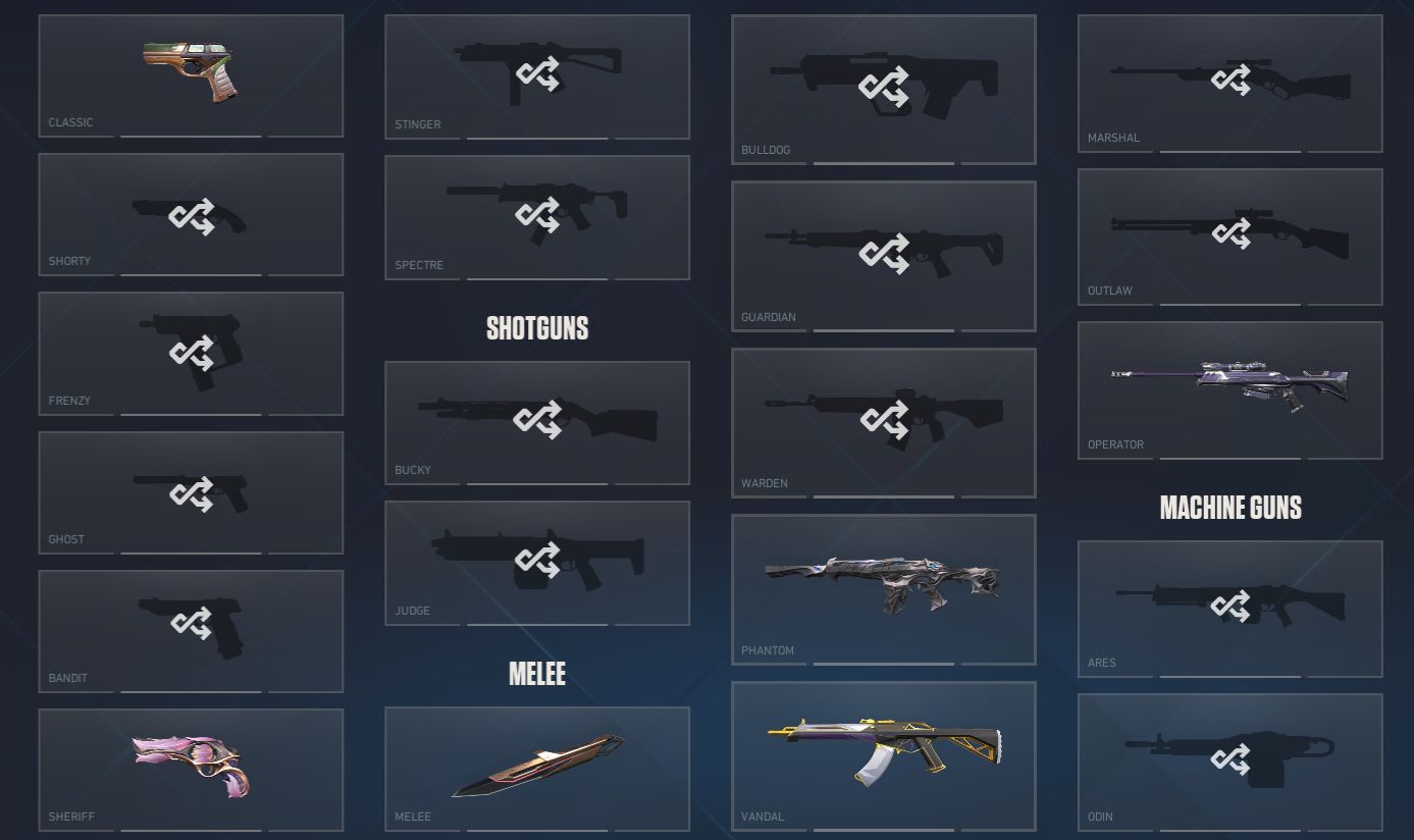 CONTA VALORANT SKINS DAS PRINCIPAIS ARMAS (ACOMPANHA EMAIL DE CRIAÇÃO)