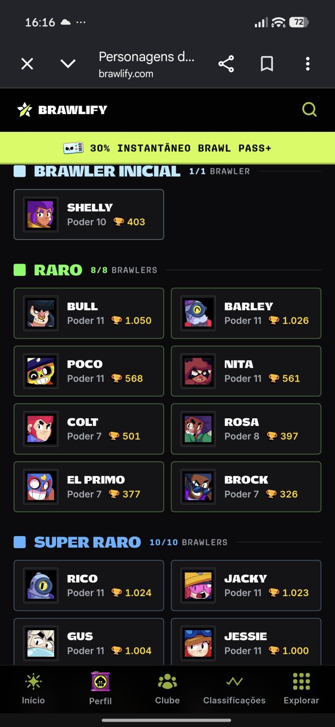 Todos os brawlers acima do nível 7 e uma skin mt rara