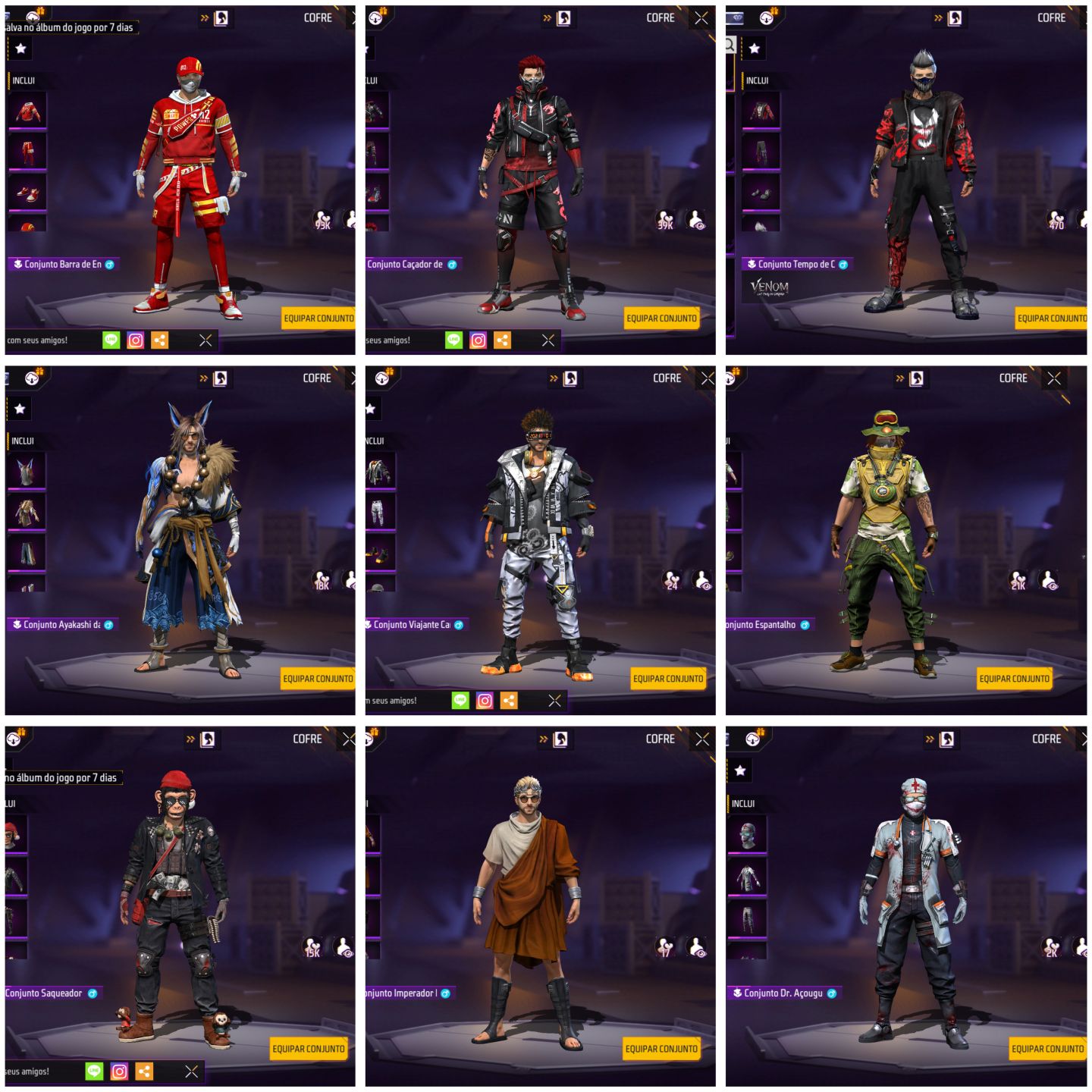 CONTA DE FREE FIRE GEMADA VETERANA QUASE 600 PEITAS UNISSEX RARA FULL ACESSO