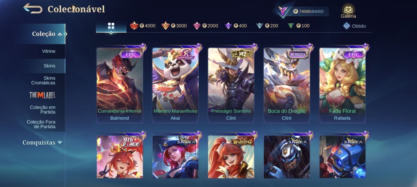 [PROMOÇÃO] Conta MLBB 260 Skins | Granger Prime + Minato + KOF + Transformers