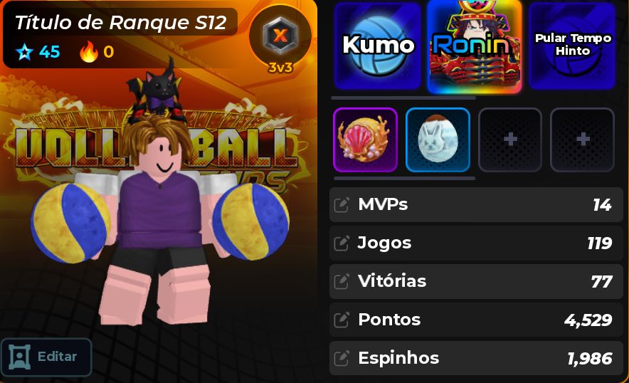 Conta volleyball estilos secretos/ultra + habilidades