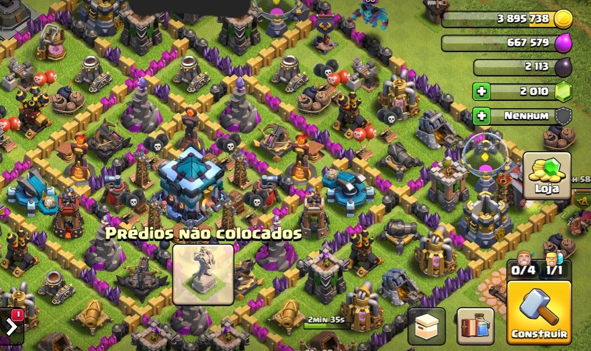 Conta de Clash Of Clan Cv13/nível 63/2050 Gemas/rainha Arqueira Pirata