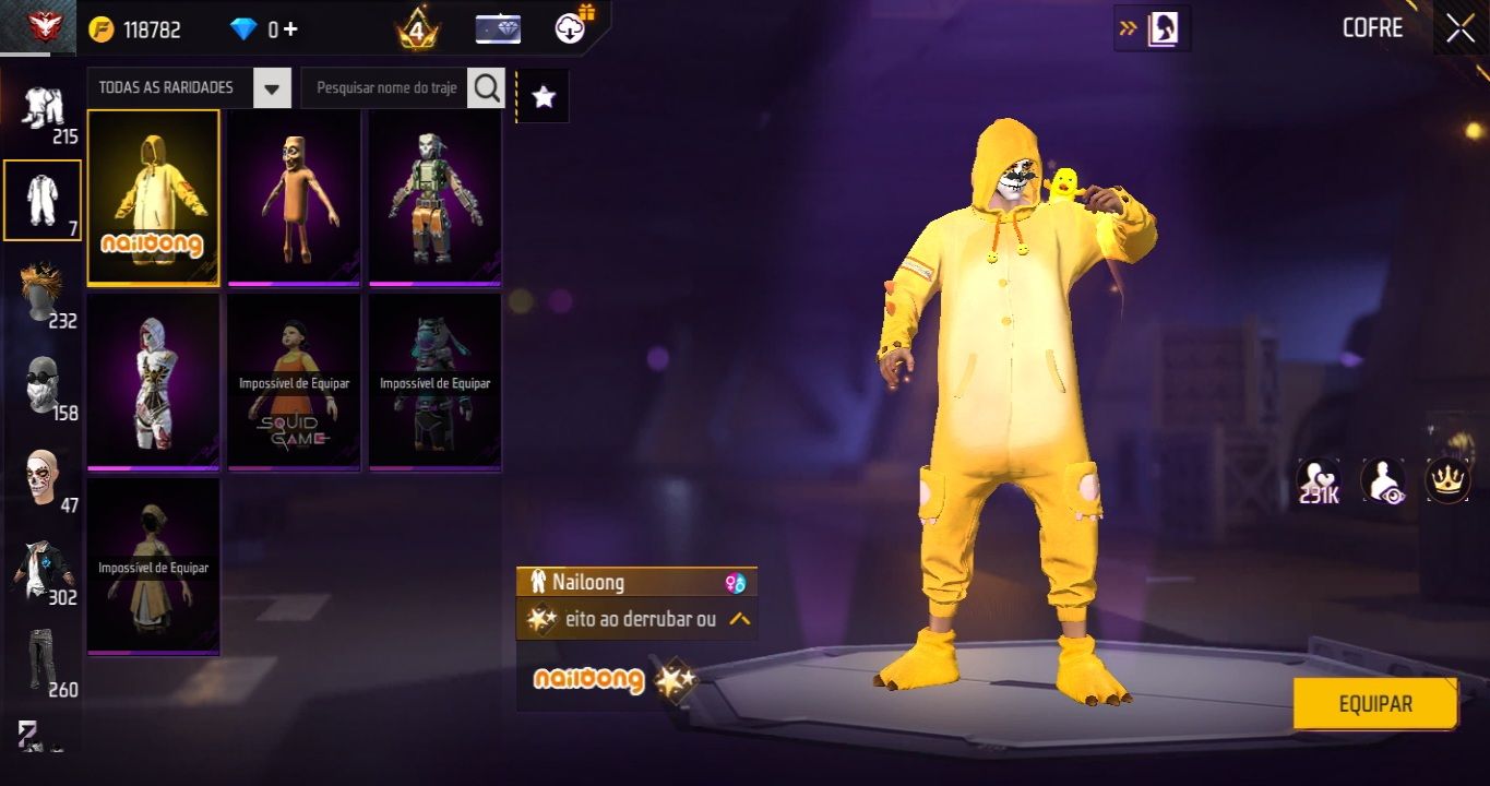 Conta de free fire para ap + skins Conjuntos