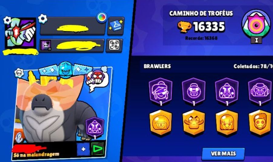 CONTA BRAWL STARS + 203 SKINS + 89K DE OURO + 186 GEMAS + BUZZ GODZILLA PRETO