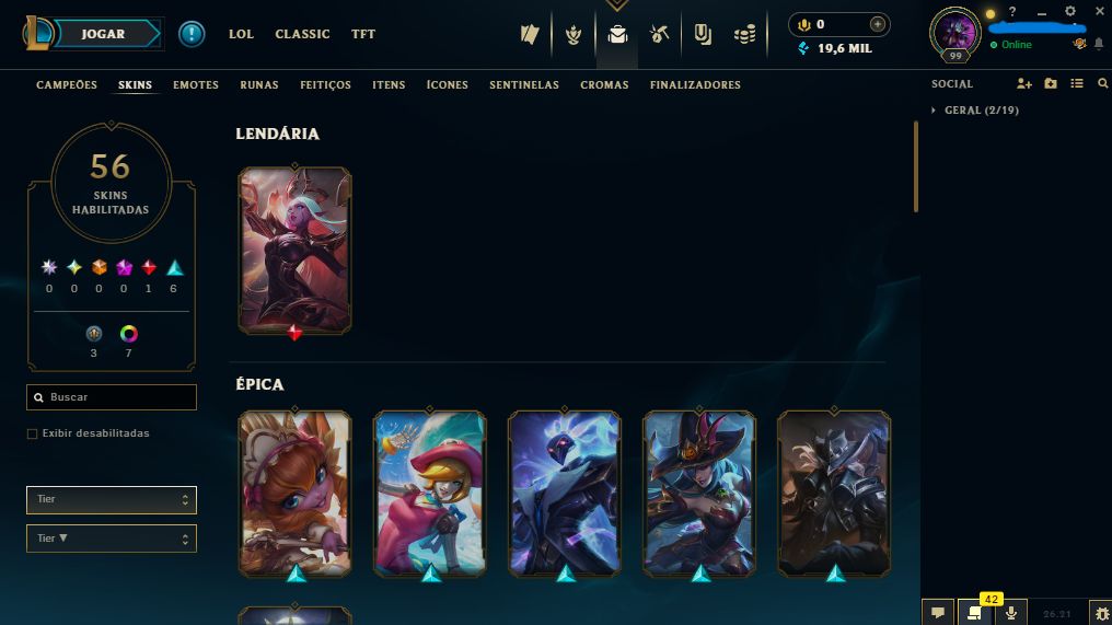 CONTA LOL MESTRE 4 PDL - NIVEL 99, 20K ESSENCIA AZUL | MMR alto |