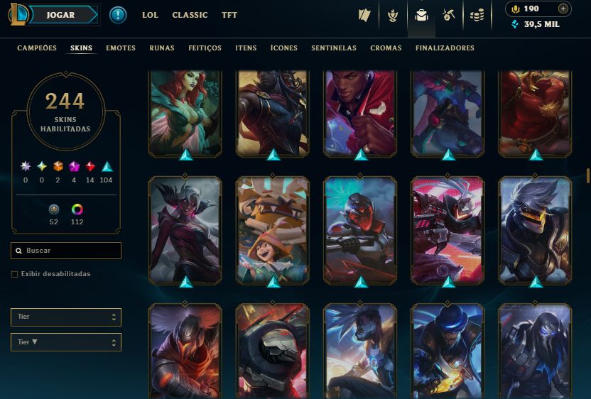 CONTA PLAT III - 244 SKIN - FULL CHAMP + ESPÓLIOS LOTADOS! - 100% SEGURA!
