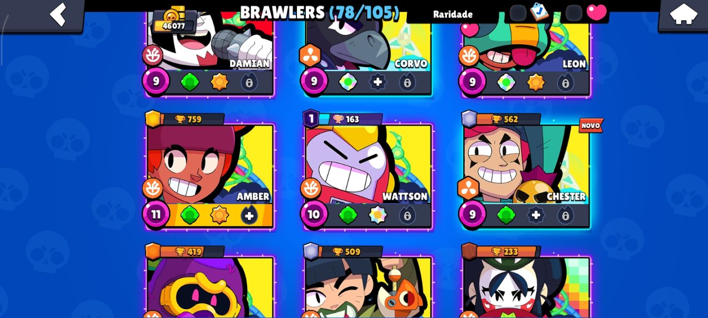 Conta de brawl stars com 46k de troféus,com 6 lendários e um ultra.