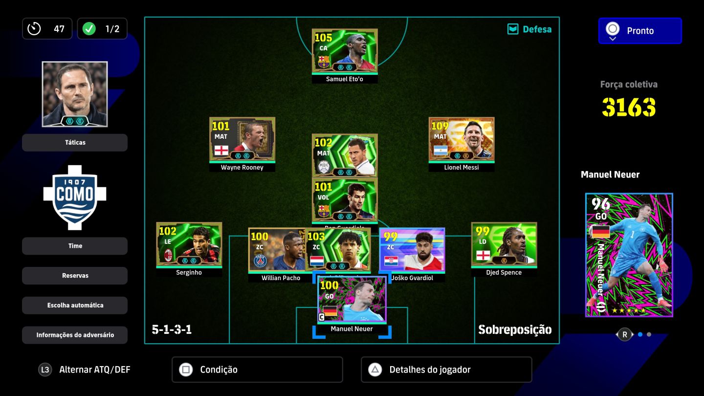 Conta com messi big time, etoo matador e rooney roleta de lendas