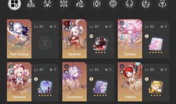 Conta de honkai com duas accs(sparxie, yao guang, cyrene+cone+Castorice+cone+++