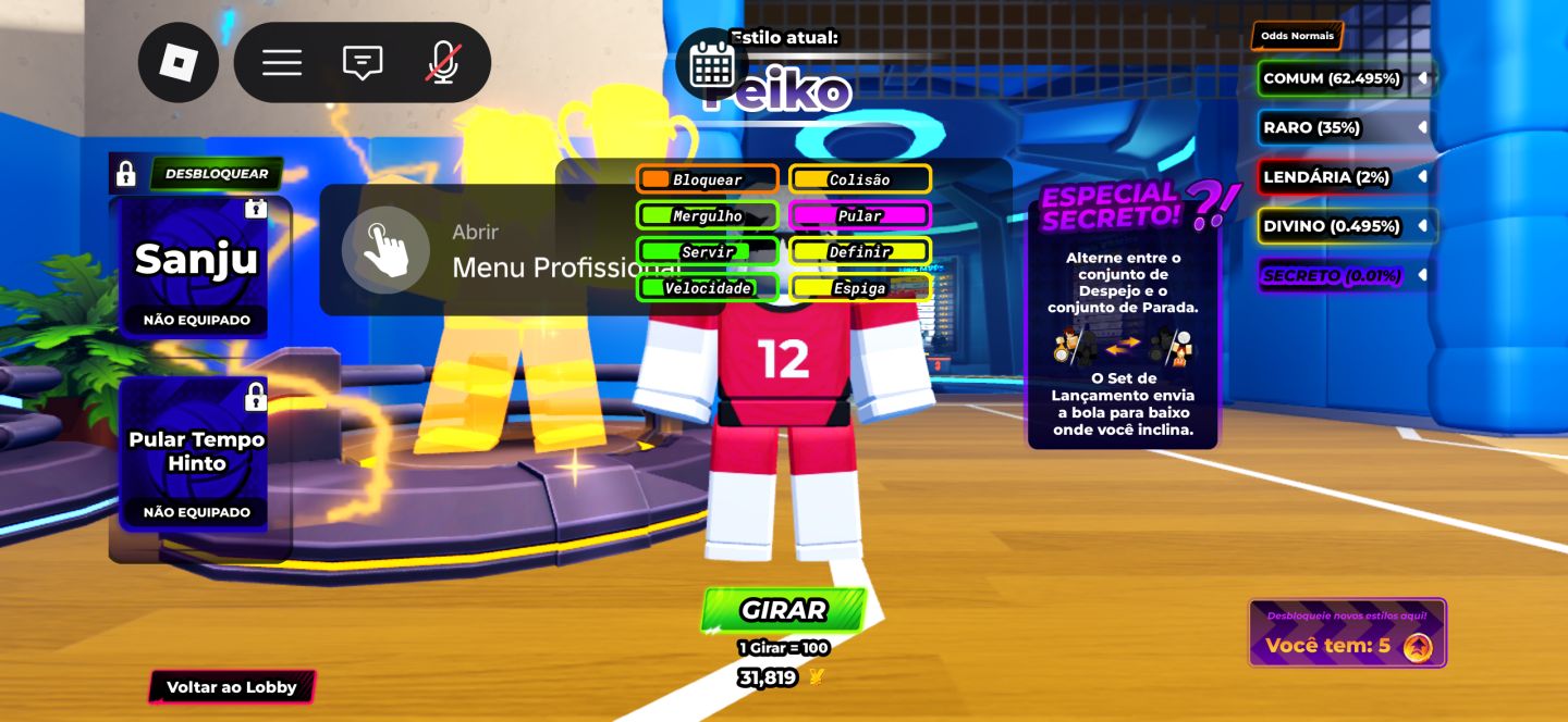Conta de volleyball legends com 5 secretos no precinho