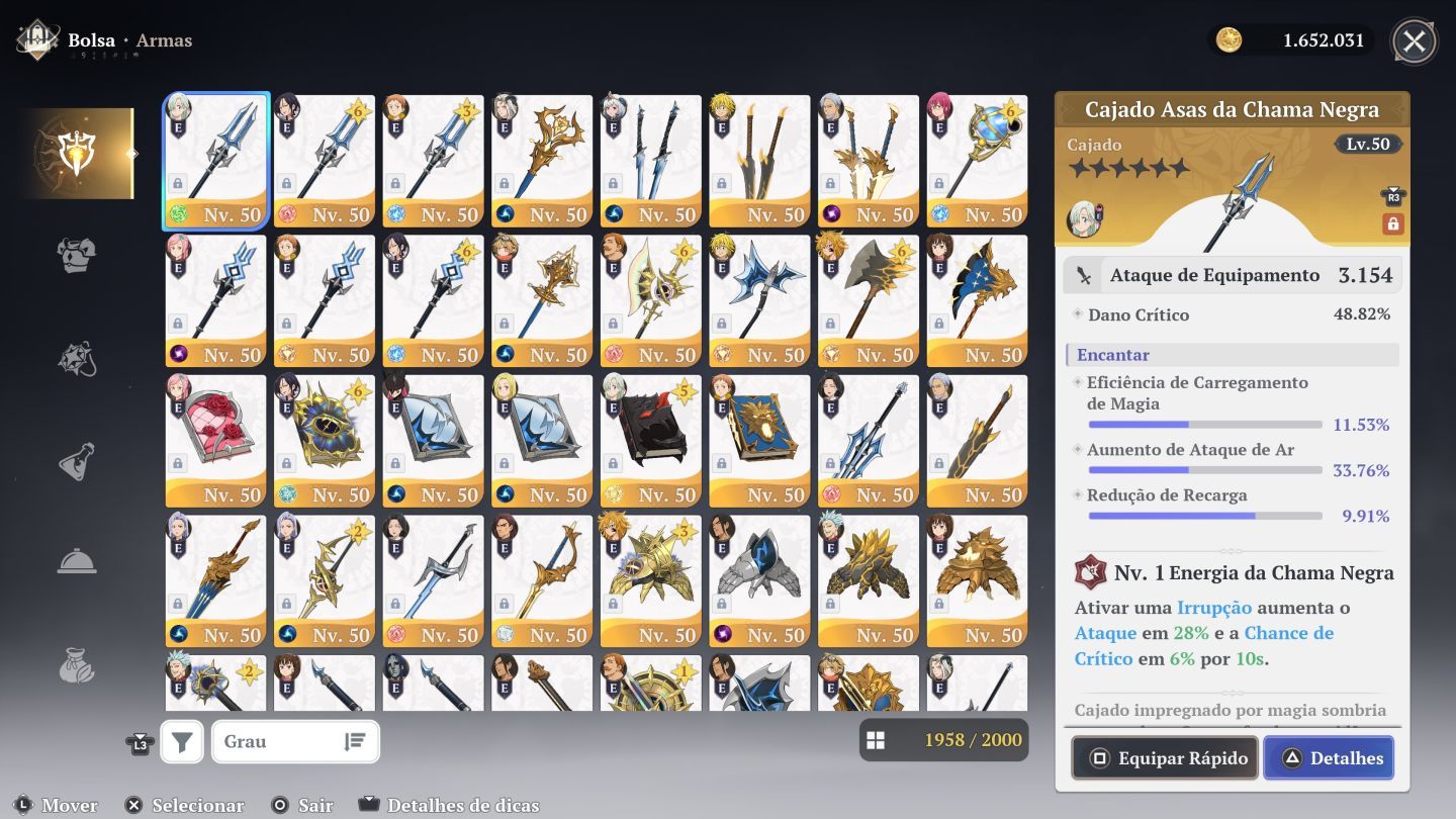 Conta The Seven Deadly Sins: Origin Merlin P10+Skins + Elizabeth P8 e Gowther P7