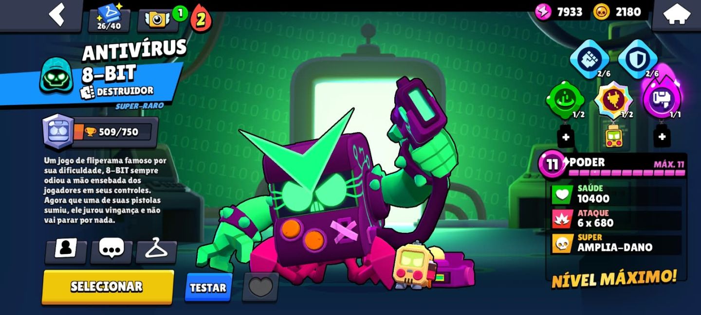 Conta braw stars relativamente boa com skins do bob esponja oito e bit antivirus