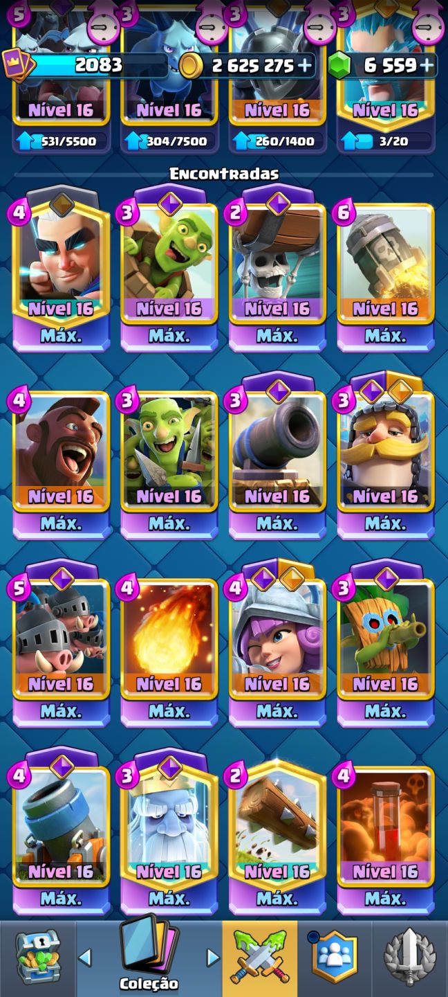 Conta de Clash royale bem upada e com várias evoluções