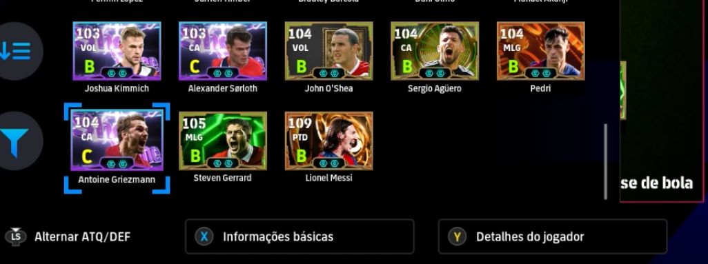 Conta Efootball Xbox/PC com jogadores como Messi, Cruyff, Kaka, Zico e Neymar