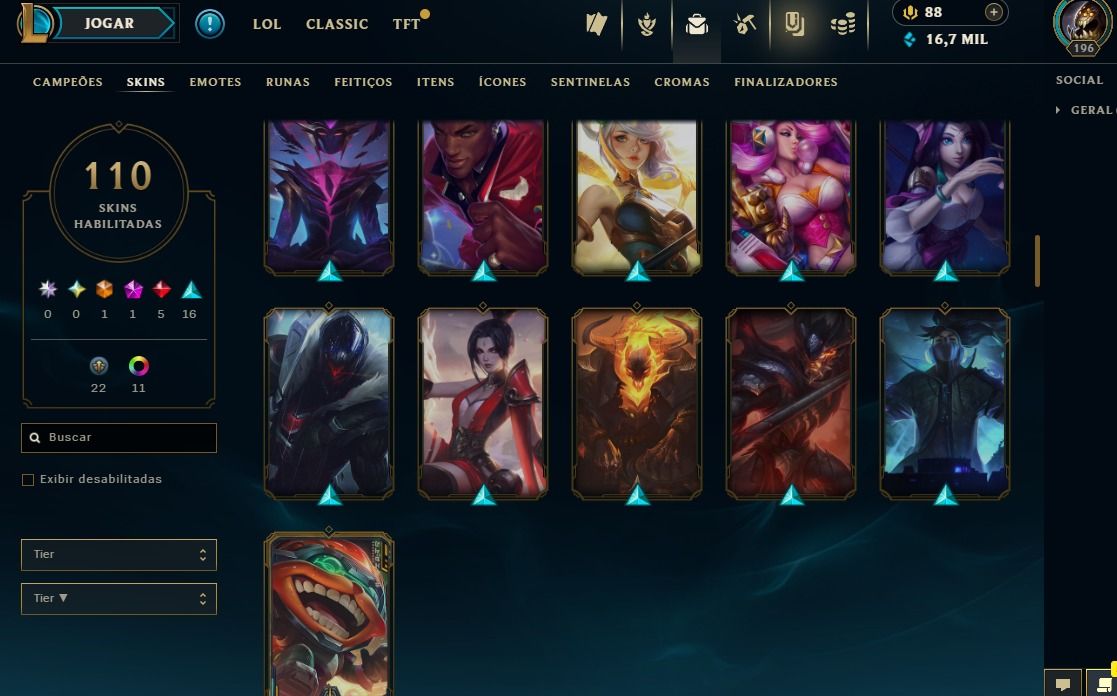 Full Acesso - 110 Skins - 150 Campeões - Level 196 - Promoção Só Hoje!!!