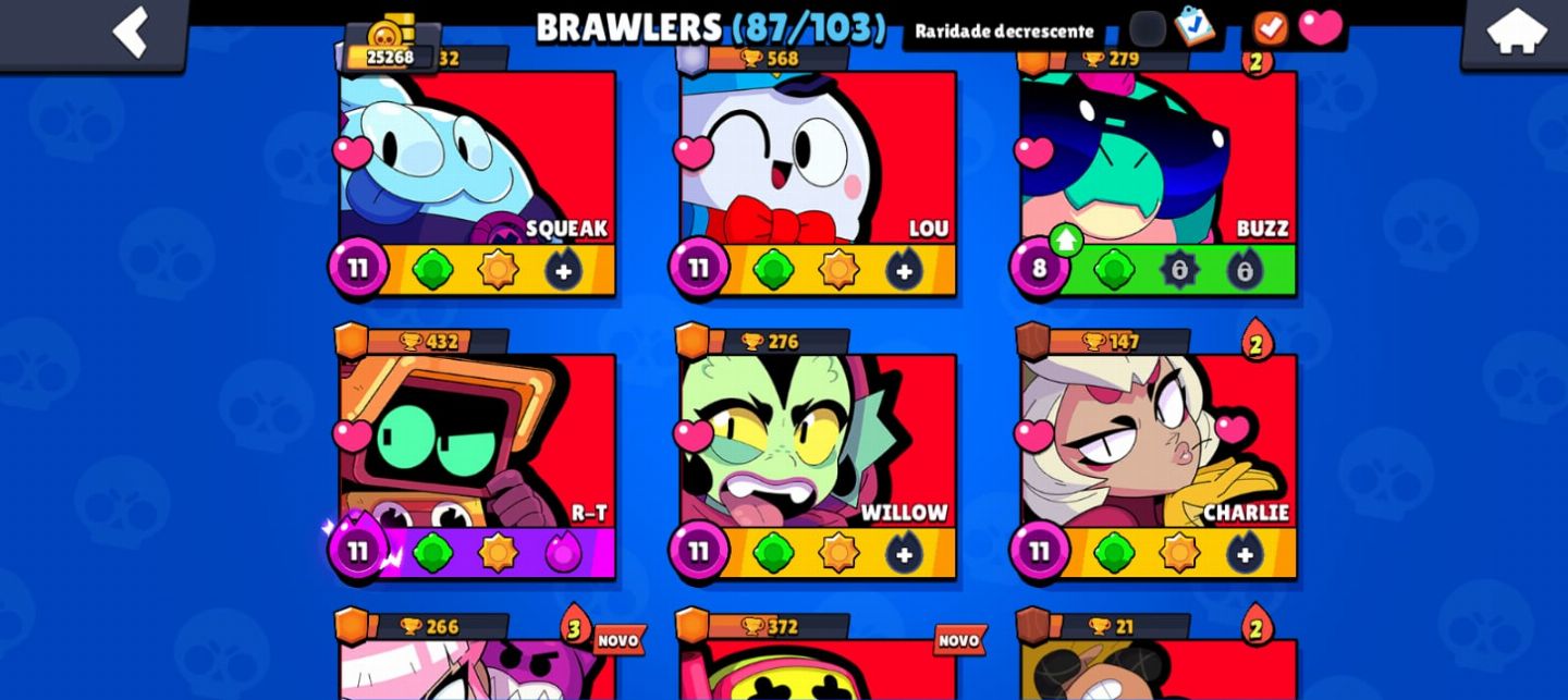 Conta Brawl Stars - 87 Brawlers | 25k+ Troféus | 9 Skins Lendárias