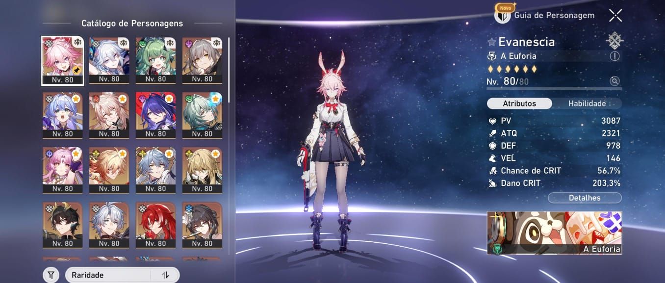 Conta honkai vários personagens