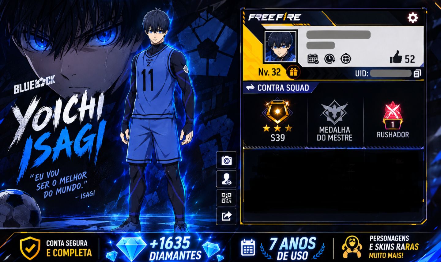 CONTA FREE FIRE +1635 DIMAS