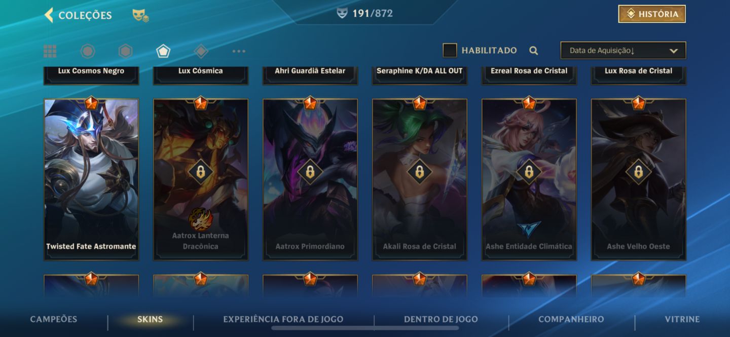 CONTA WILD RIFT COM PRESTIGIO E CROMAS