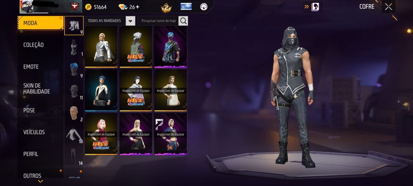 Free Fire (FF) - Conta com Evolutiva, Atributadas, Kakashi, etc.