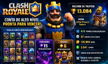 CONTA CLASH ROYALE FULL ACESSO SUPERCELL ID 13k TROFÉU, LVL REI 63, 3,5K GEMAS