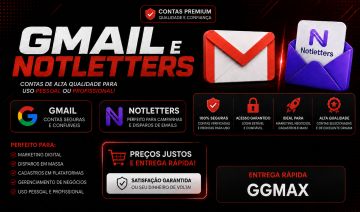 CONTAS GMAIL E NOTLETTERS 100% VIRGENS PRONTAS P/ AUTOMAÇÃO E USO PESSOAL!