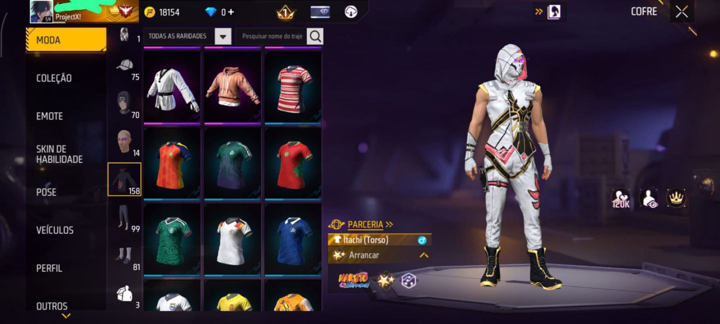 CONTA DE FREE FIRE COM VARIOS CONJUNTOS