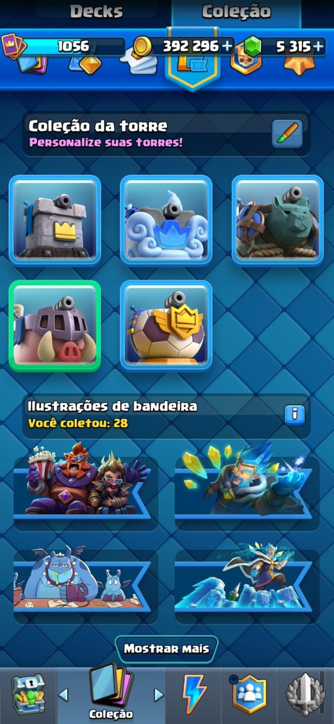 5.900 Troféus | 400k Ouro | 5.300 Gemas | 109/123 Cartas