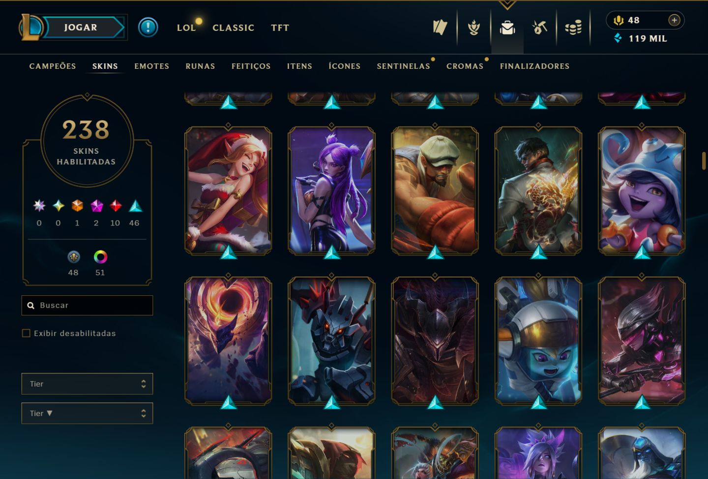 Conta LoL Mestre Full Champs 238 Skins, Ícones Antigos