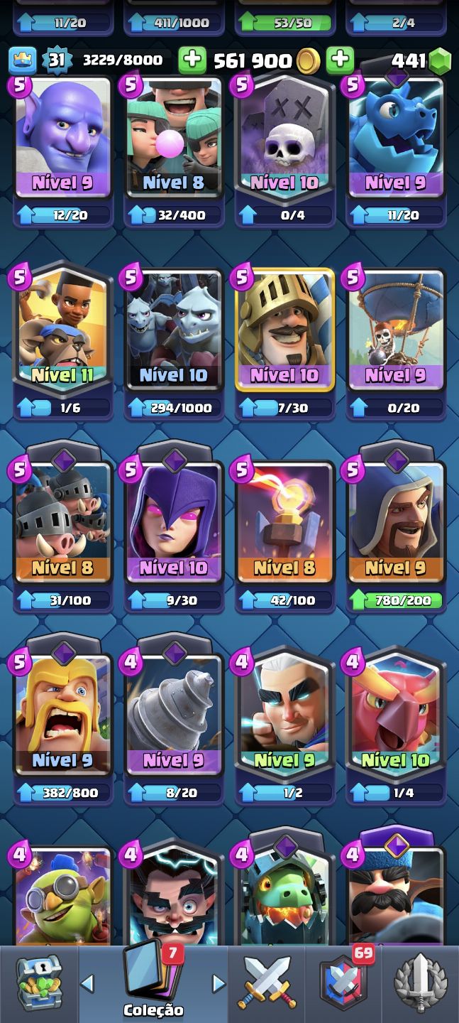 CONTA DE CLASH ROYALE ANTIGA COM MUITAS CARTAS E COM UM DOS EMOTES MAIS RAROS.