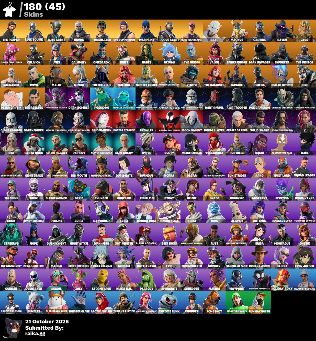 [180 skins] OG STW Blue squire, twitch prime, season 3 full, take the L, fresh