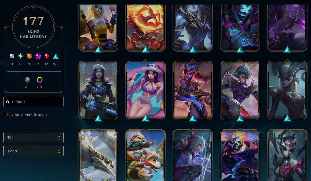CONTA LOL LV 390 | 177 SKINS | COLEÇÃO QUASE COMPLETA | BR