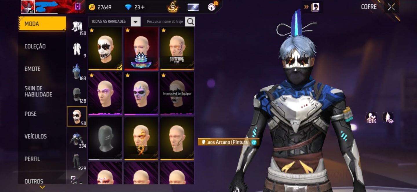 Conta Free Fire com Conjuntos Raros, Skins Exclusivas e Calças Angelicais top!