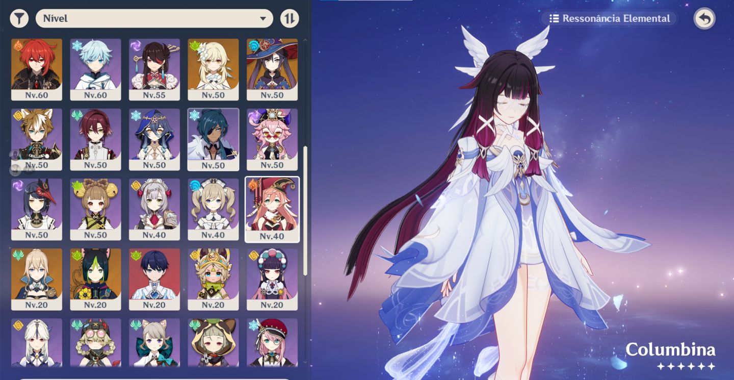 CONTA GENSHIN IMPACT AR 57 | 17 PERSONAGENS 5 | VÁRIOS LV. 90