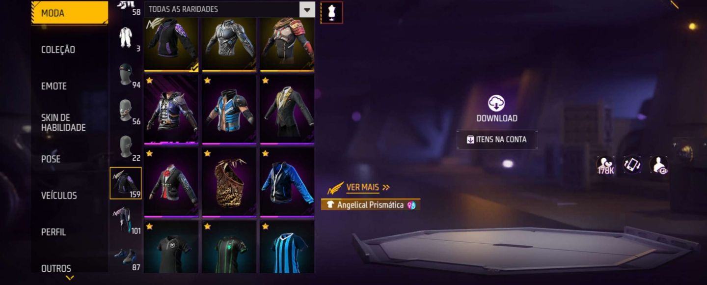 Conta de free fire basica com duas angelical e skin do ferreira 7