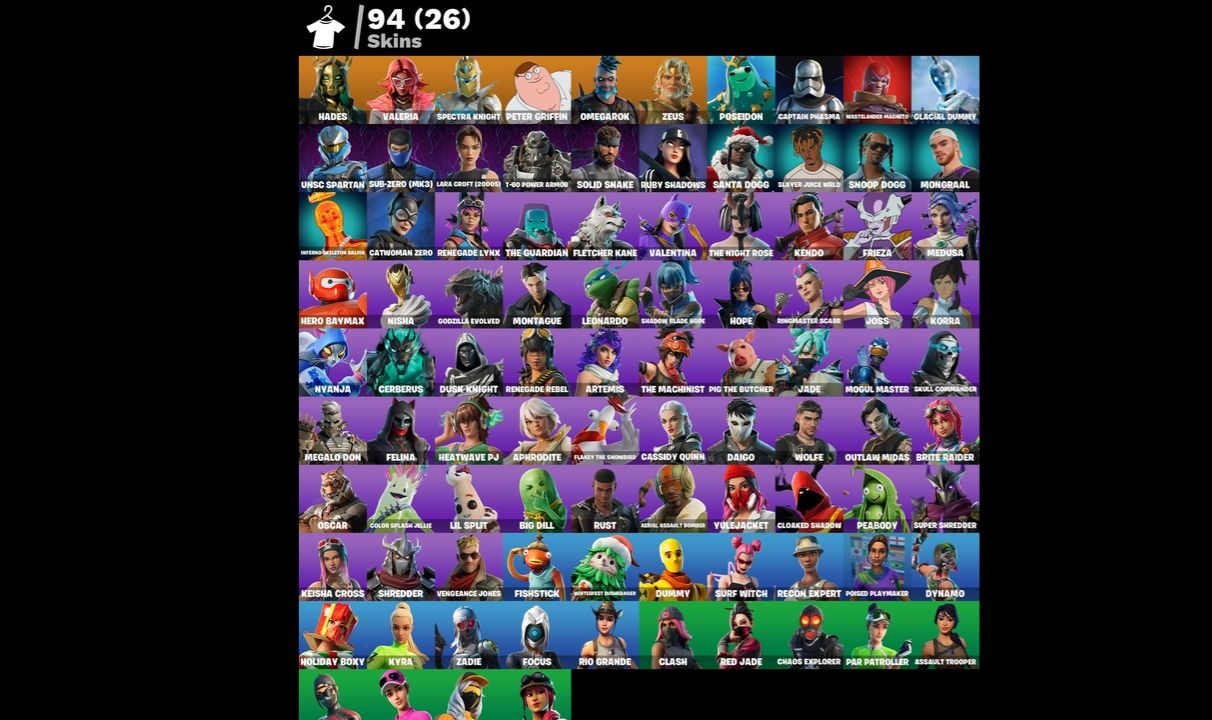 Conta Fortnite 94 SKINS/ MONGRAL/ SNOOP DOG/ LARA CROFT NOVA